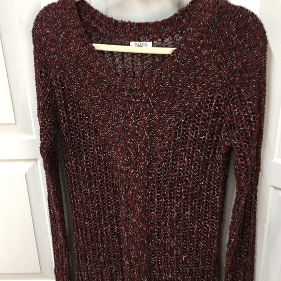 Buffalo David Bitton Red Open Knit Sweater w/ Subtle Sparkle - Picture 9 of 16